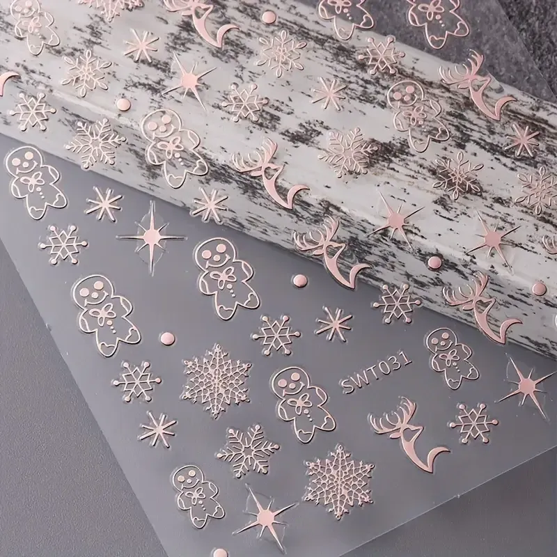 3D наклейки для ногтей зимние / новогодние — олени, снежинки, пряники, звезды (набор 3 шт) Киев - изображение 7
