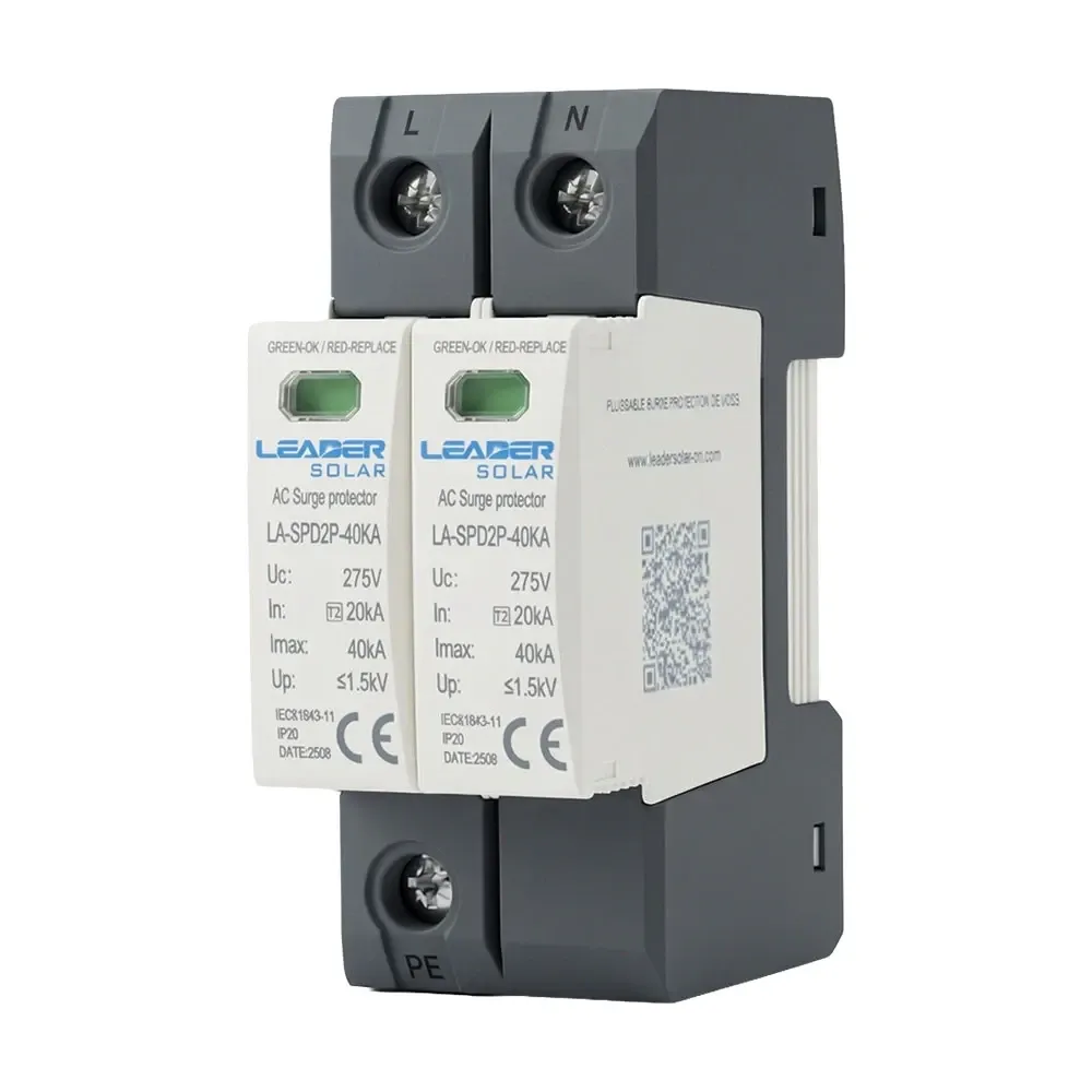 Обмежувач напруги Leader LA-SPD2P-40KA (1P+N) 275V AC під DIN-рейку (42-00270) Киев - изображение 1