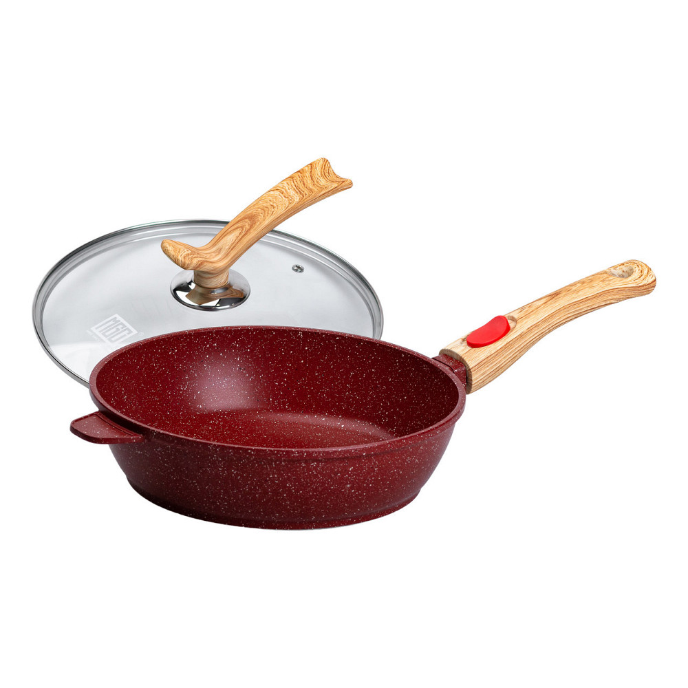 Алюминиевая глубокая сковорода (2,8 л) со стеклянной крышкой Ø 26 см Красный MGC HP-4-464R Киев - изображение 5