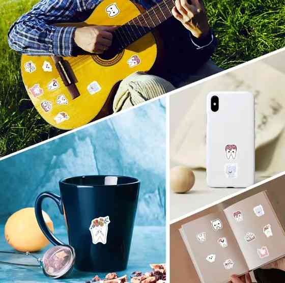 Стикеры зубчики – рулон 500 шт, милые наклейки для декора Киев