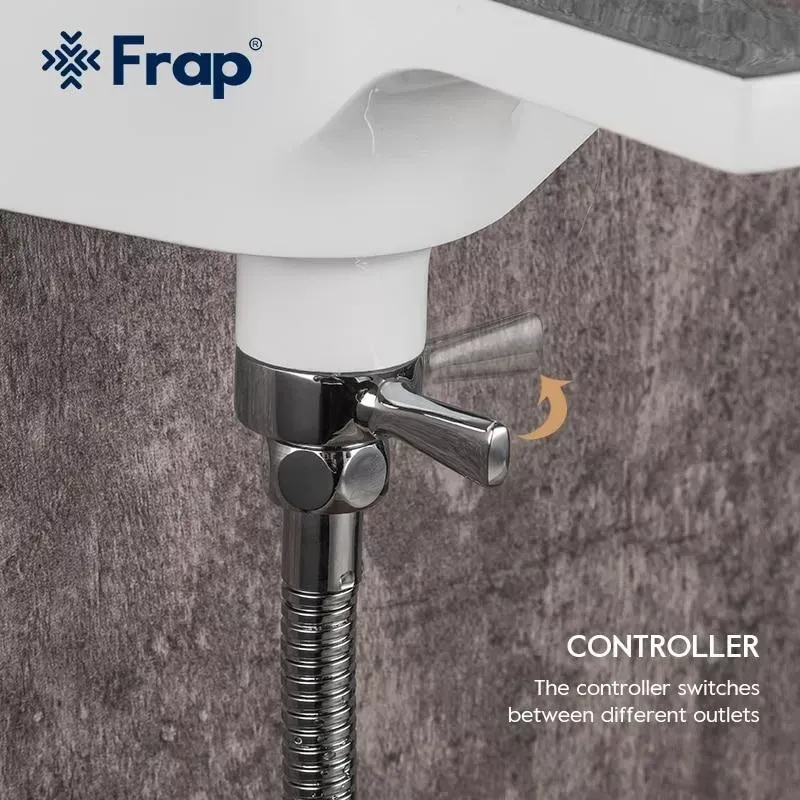 Змішувач для ванни з душовим гарнітуром Frap H58 F3258 білий/хром Київ - фото 5