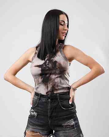 Облягаюча майка тай-дай Ripple 46-48, Капучино Киев