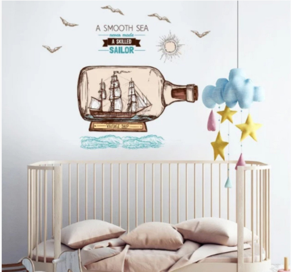 Наклейка декоративна на стіну Корабель у пляшці Київ - фото 6