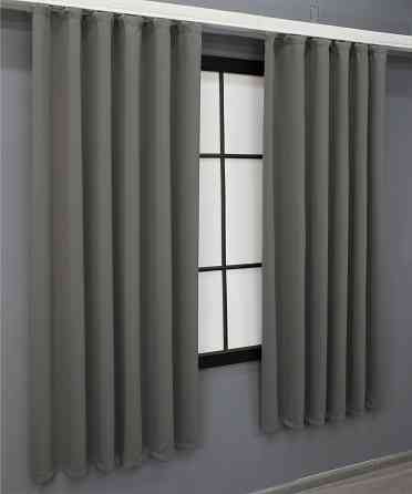 Комплект штор коротких VR-Textil Блекаут Midnight № 1228ш Сірий 140х170 см 2 шт (35-0158) Київ