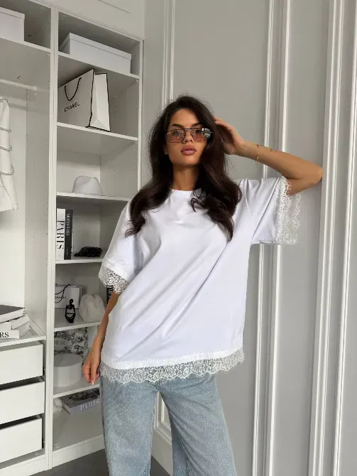 Женская oversize футболка с кружевом - трендовая футболка Одесса - изображение 15