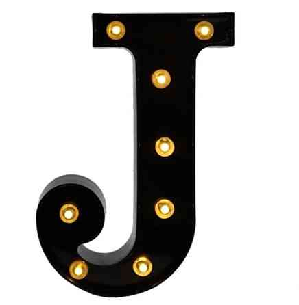 Буква с подсветкой J объемная маленькая 22 на 12 см черный Киев