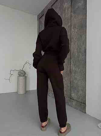 Женский теплый повседневный комбинезон с капюшоном трехнить на флисе Шоколад, 48/50 Одесса