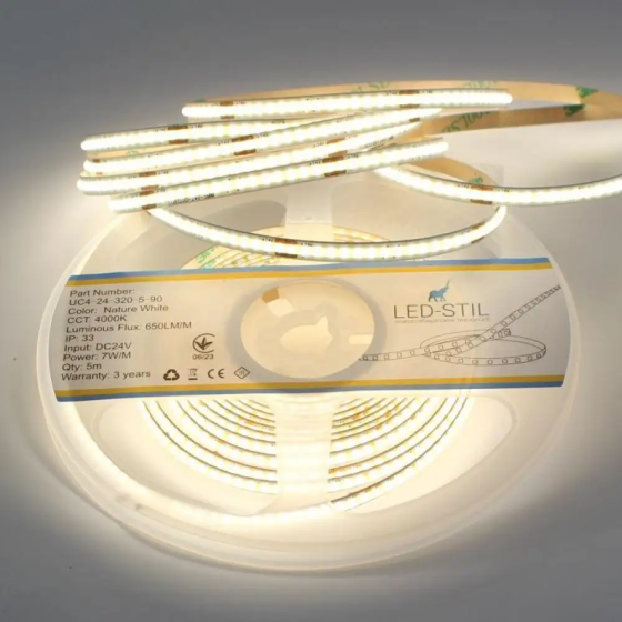 LED-STIL Світлодіодна стрічка LED-STIL 4000K 7 Вт/м COB 320 діодів IP33 24 Вольта 650 Lm нейтра Коломия