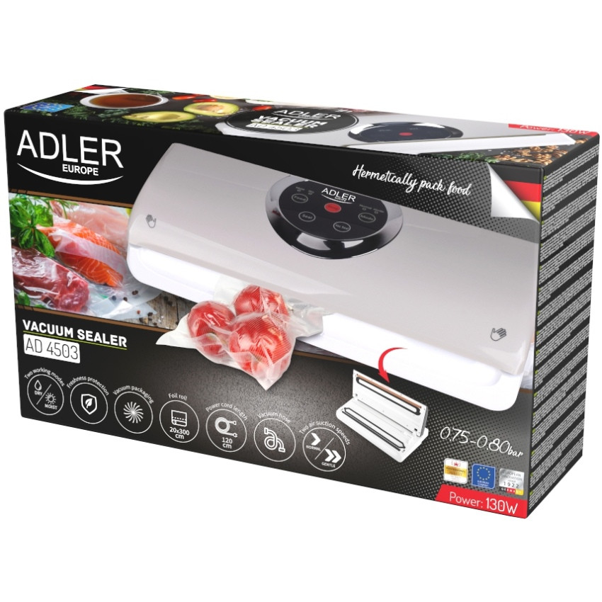 Вакууматор Adler AD 4503 для пакетів,рулонів та контейнерів/ 130Вт/ 30см/ ел. керування/ сірий Винница - изображение 10