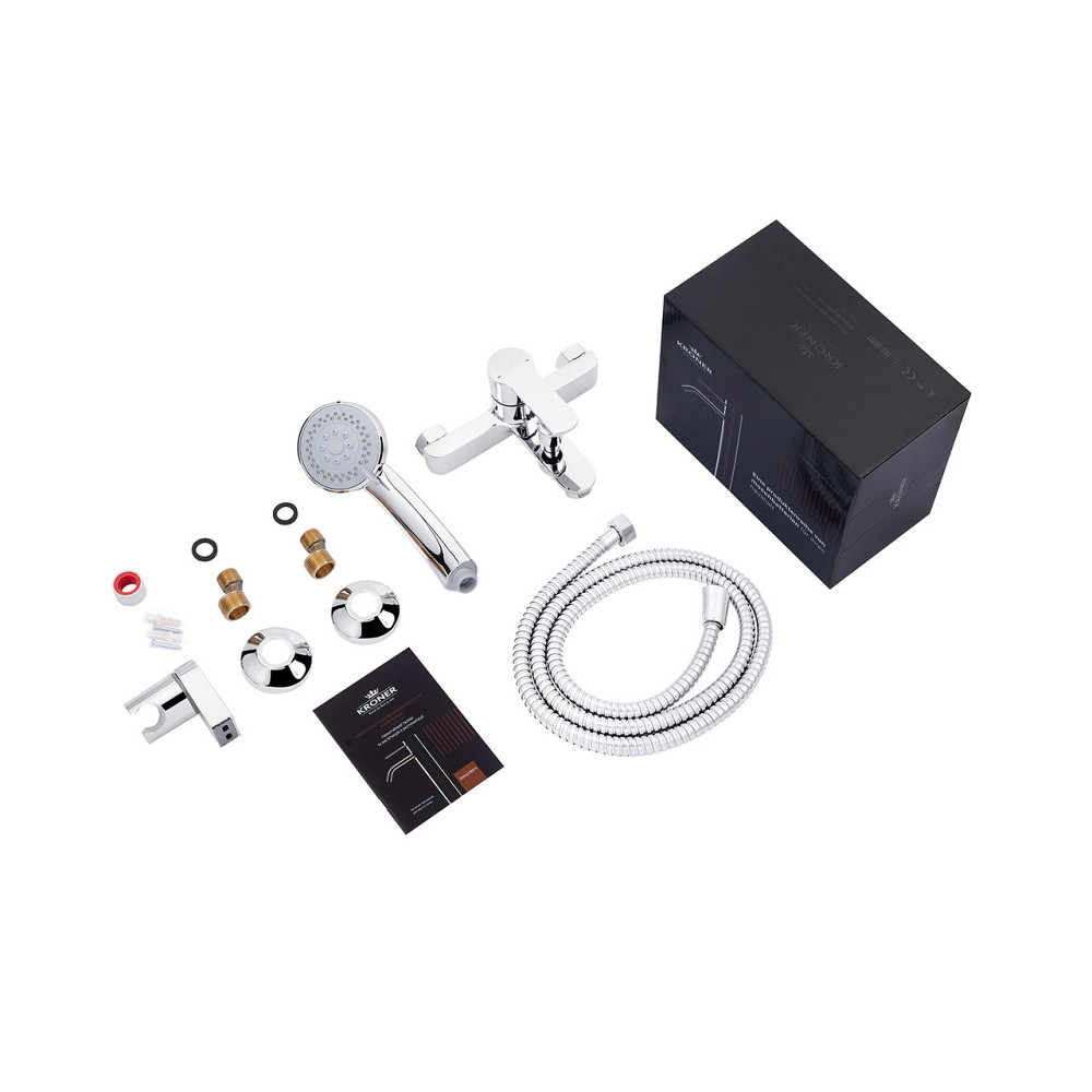 Смеситель для ванны Kroner KRP Bremen - C060 с душевым гарнитуром, хром Киев - изображение 9