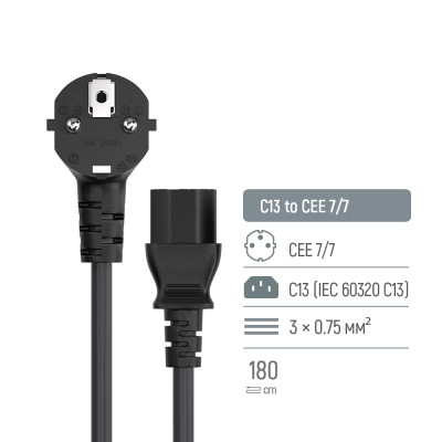 Кабель питания C13 1.8m black ColorWay (CW-CBP082-BK) Винница - изображение 10