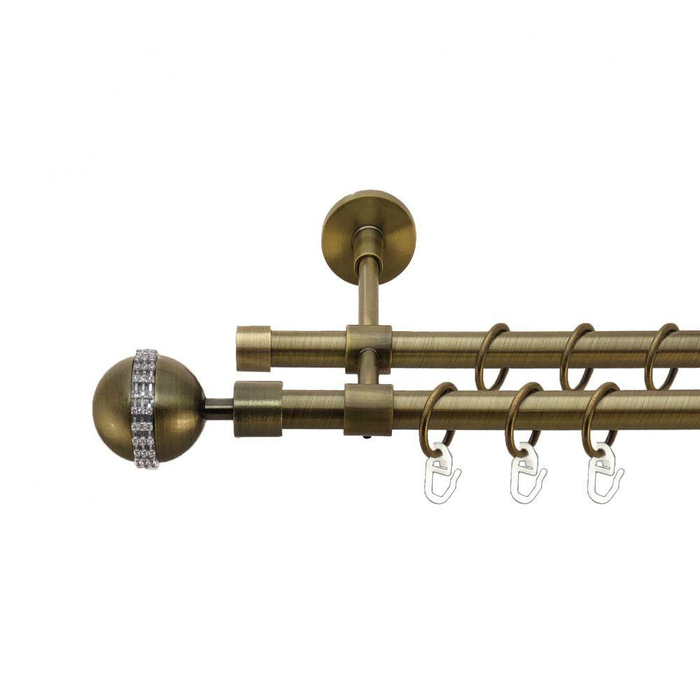 Карниз Orvit Авея металевий дворядний закритий гладка труба кільце металеве Антик 16\16 мм 200 см (7329344) Львів - фото 1