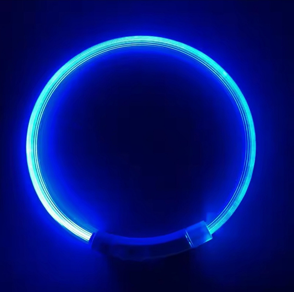 Светящийся ошейник для собак или котов с USB зарядкой имеет три режима свечения М 50 см синий Киев - изображение 2