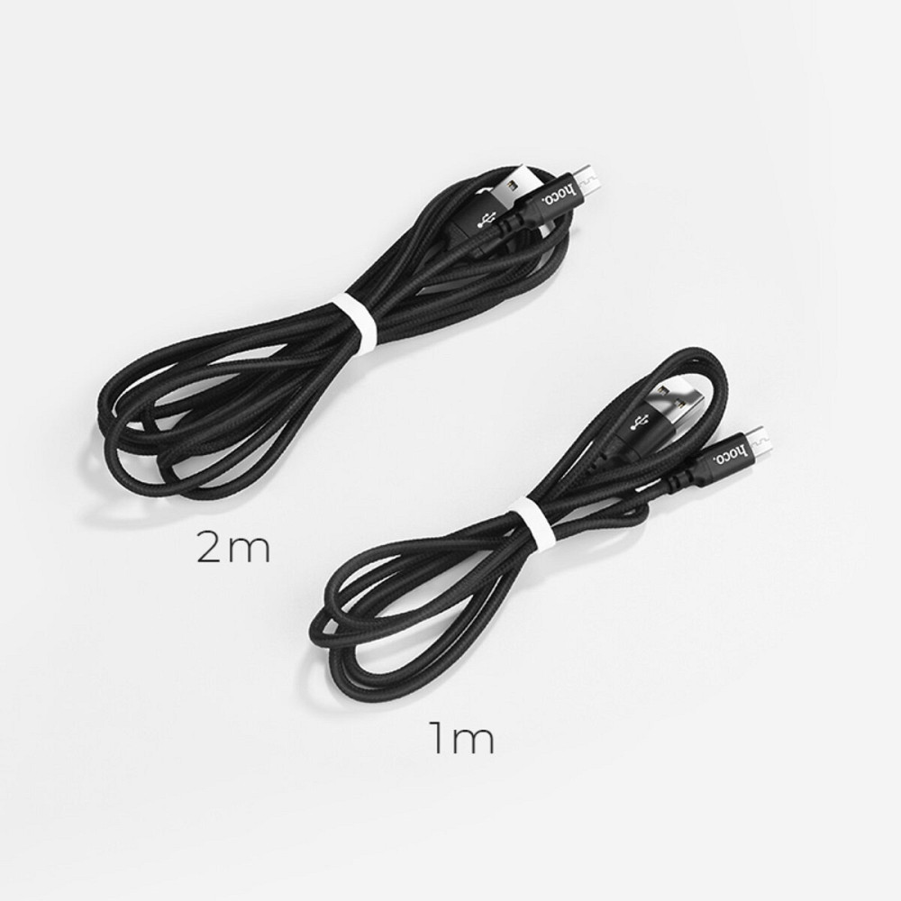 Кабель HOCO X14 USB to Micro 2A, 2m, nylon, aluminum connectors, Black Київ - фото 4
