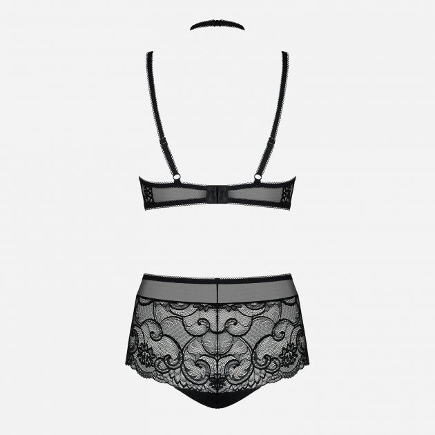 Комплект кружевной Obsessive Elizenes с чокером, черный, L/XL Sex Aura Киев - изображение 4