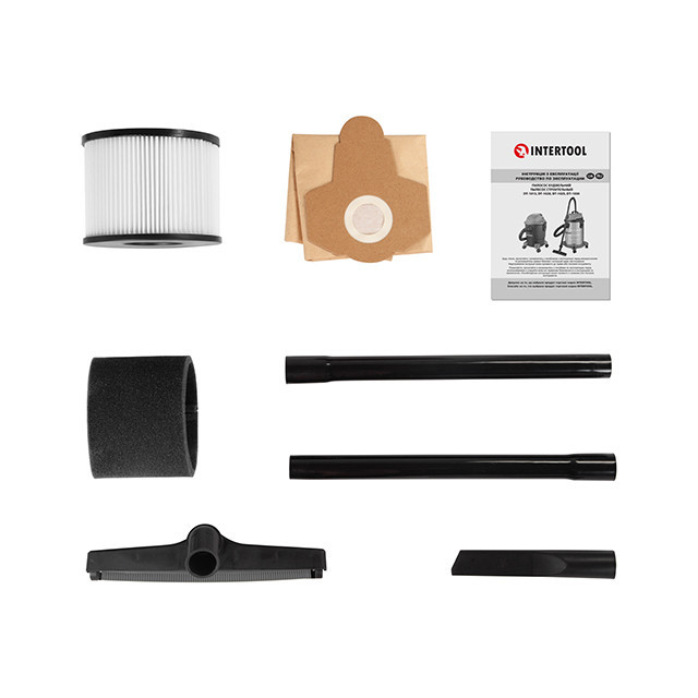 Пилосос будівельний, 1,4 кВт, >17 кПа, бак 20 л нержавіюча сталь 410, розетка, HEPA фільтр, шланг 3 м INTERTOOL DT-1025 Київ - фото 10