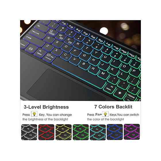 Чохол-клавіатура фоліо Nanhent QWERTY для Samsung Galaxy Tab S10 S9 S9 FE 12.4 Bluetooth трекпад RGB 7 кольорів USB-C ABS Київ