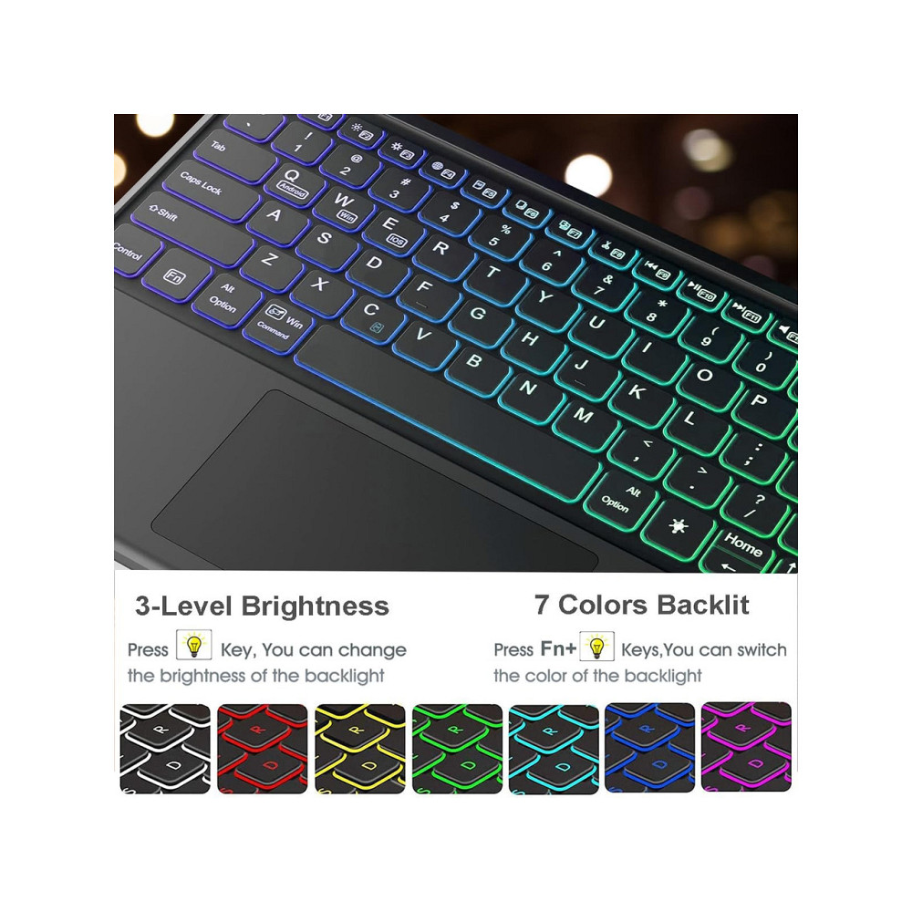 Чехол-клавиатура Nanhent QWERTY для Samsung Galaxy Tab S10 S9 S9 FE 12.4 Bluetooth тачпад RGB 7 цветов USB-C Киев - изображение 3