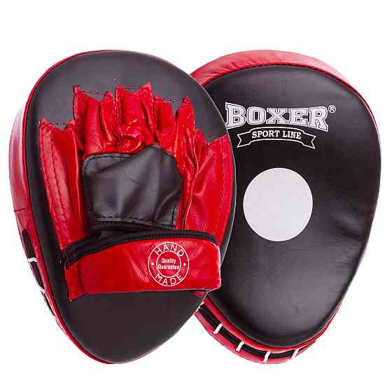 Лапа вигнута для боксу та єдиноборств BOXER 2010-01 розмір 19х23х4 см чорний-червоний Київ