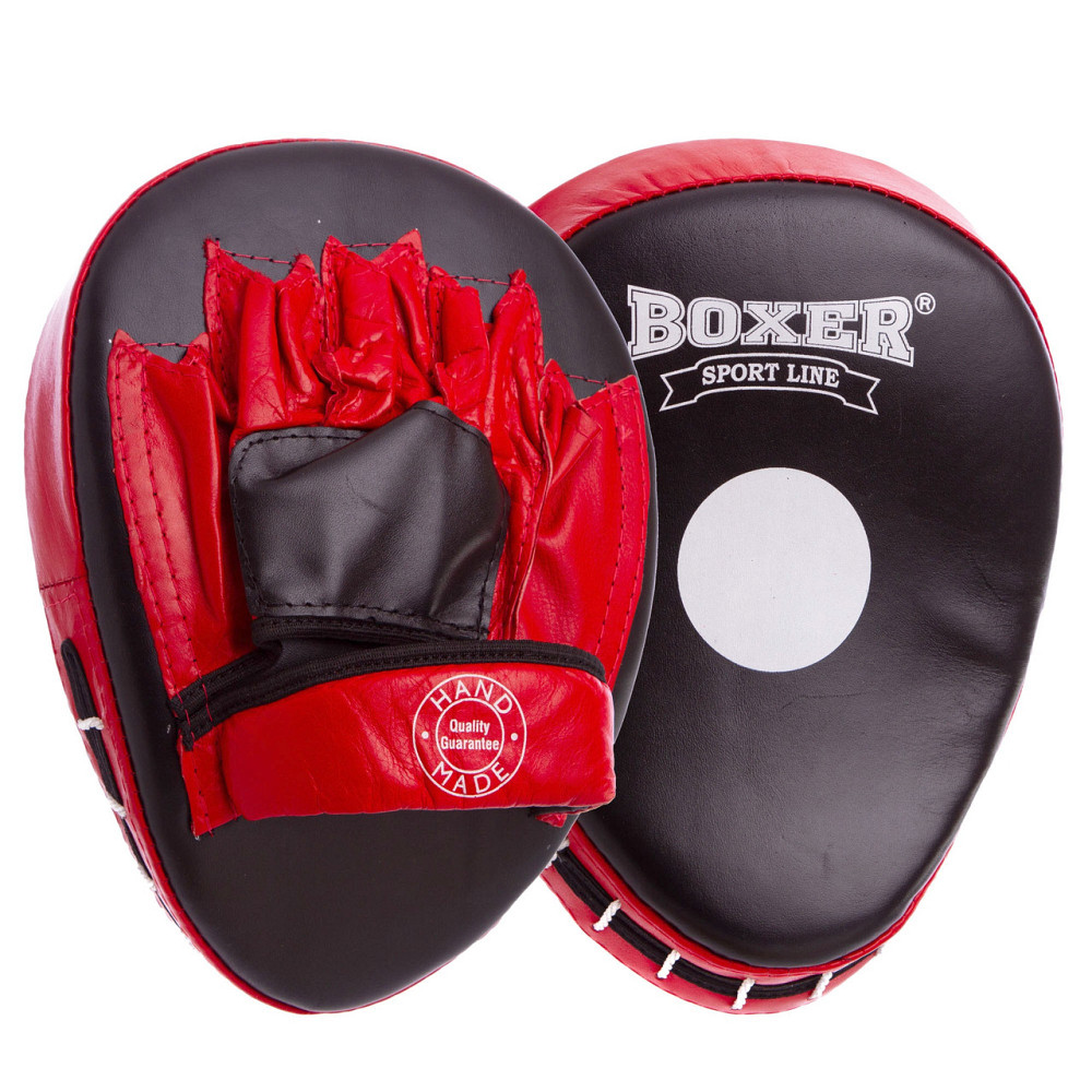 Лапа вигнута для боксу та єдиноборств BOXER 2010-01 розмір 19х23х4 см чорний-червоний Київ - фото 1