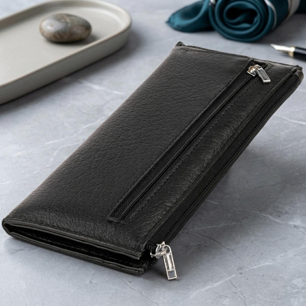 Горизонтальный тонкий кошелек из кожи унисекс ST Leather 19324 Черный Киев - изображение 13