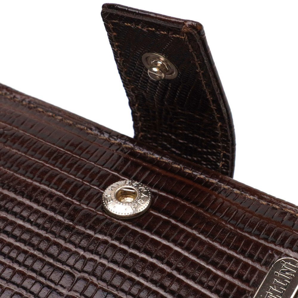 Мужской современный кошелек горизонтального формата из натуральной кожи с тиснением CANPELLINI 21757 Коричневый Киев - изображение 7