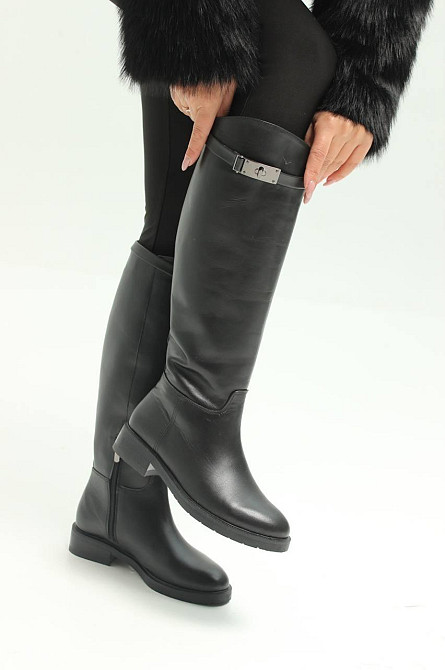 New Style Чоботи жіночі NEW STYLE 2555/2 чорні (зима євро-хутро, шкіра натуральна) (5754) 39 Коломия - фото 1