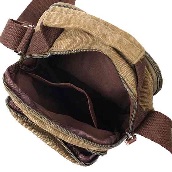 Интересная небольшая мужская сумка из плотного текстиля Vintage 22219 Оливковый Киев