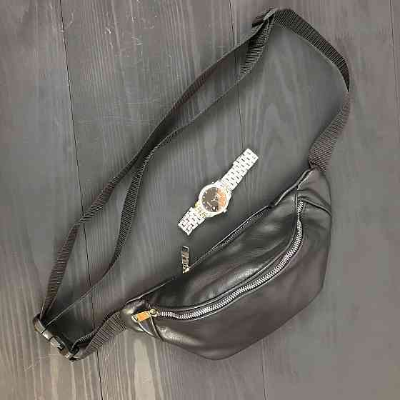 Мужская кожаная бананка, кожаная сумка бананка через плечо, мужская кожаная бананка на пояс Киев