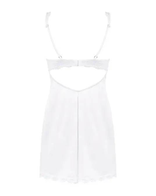 (SALE) Сорочка Obsessive Amor Blanco underwire chemise & thong white L/XL Львів - фото 4