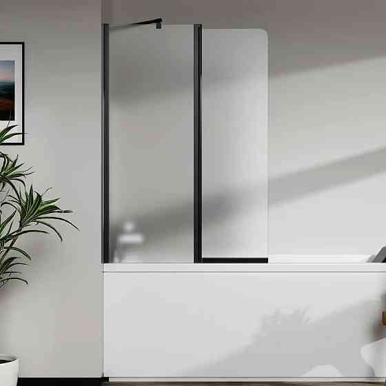 Скляна шторка для ванни AVKO Glass W436 50+40x140 Black Frosted перегородка для ванної Київ