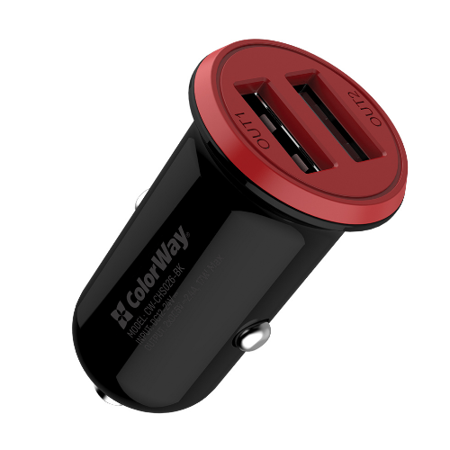 Автомобільний зарядний пристрій ColorWay CW-CHA026-BK 2USB 3,4А 17W червоний/чорний Житомир