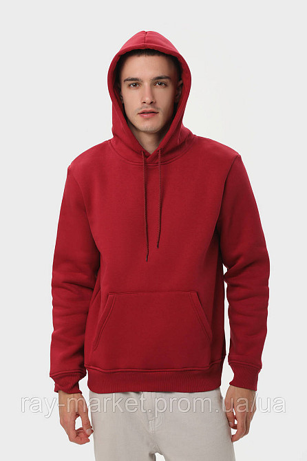 Худи мужское базовое утепленное RAY BASIC бордовое (U0401M-Burgundy) Киев - изображение 4