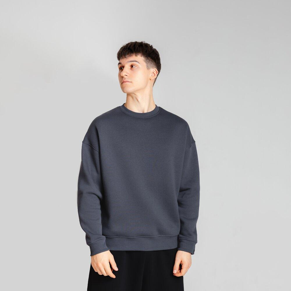 Свитшот Slavni оверсайз мужской темно-серый, Свитшот Slavni Ample тринитка начес темно-серый Киев - изображение 6