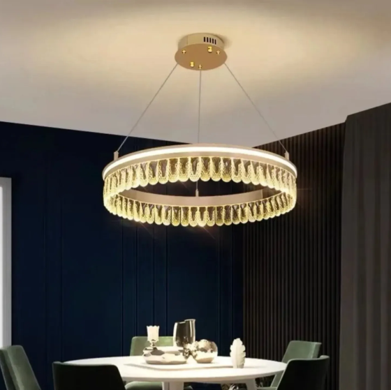 Люстра светодиодная потолочная Хрустальный круг PJ915 (Золотистый) 80см Винница