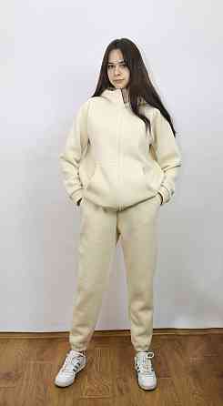 Костюм женский теплый спортивный на флисе кофта на змейке Молочный 50/52 Харьков