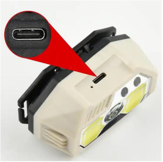 Налобный фонарь SH-S31-XPE+COB, Белый, Красный, Motion Sensor, встроенный аккумулятор, ЗУ Type-C Днепр