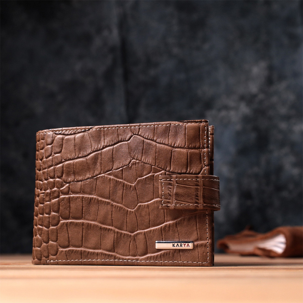Вместительный мужской кошелек из натуральной кожи KARYA 22854 Коричневый Киев - изображение 3