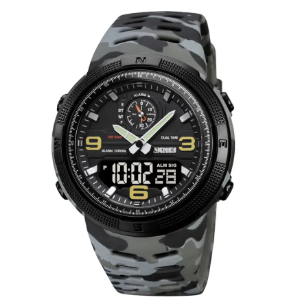 Чоловічий спортивний годинник Skmei 1655 (Сірий камуфляж) Київ