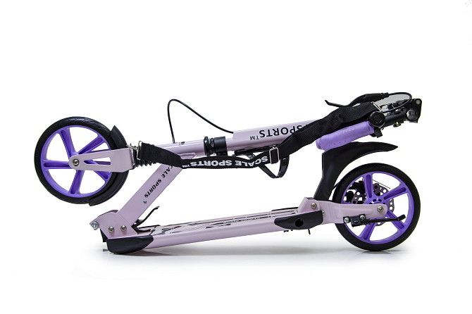 Детский самокат Scale Sports SS-04 + звоночек + ремень + подстаканник. Дисковый тормоз. Лиловый Одесса - изображение 8