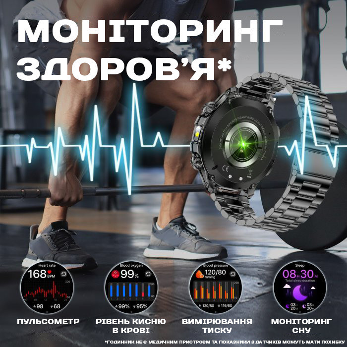 Розумний смарт-годинник Smart Turbo Power Steel (2 ремінці) Київ - фото 9