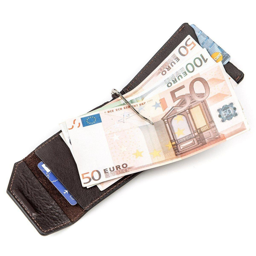 Затискач для грошей Темно-коричневий (GRANDE PELLE) Київ - фото 4