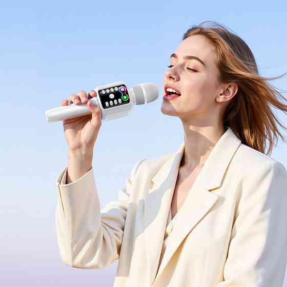 Портативная колонка-микрофон HOCO L24 Shine karaoke microphone, 5W, White Одесса