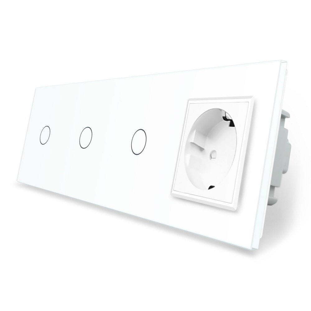 LIVOLO Сенсорний вимикач 3 сенсора (1-1-1) 1 розетка Livolo білий скло (VL-C703/C7C1EU-11) Коломия - фото 3
