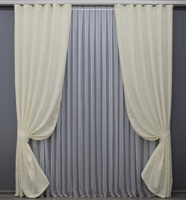 Комплект готових штор VR-Textil Софт № 1441ш Молочний 140х270 см 2шт (33-0339) Київ - фото 2