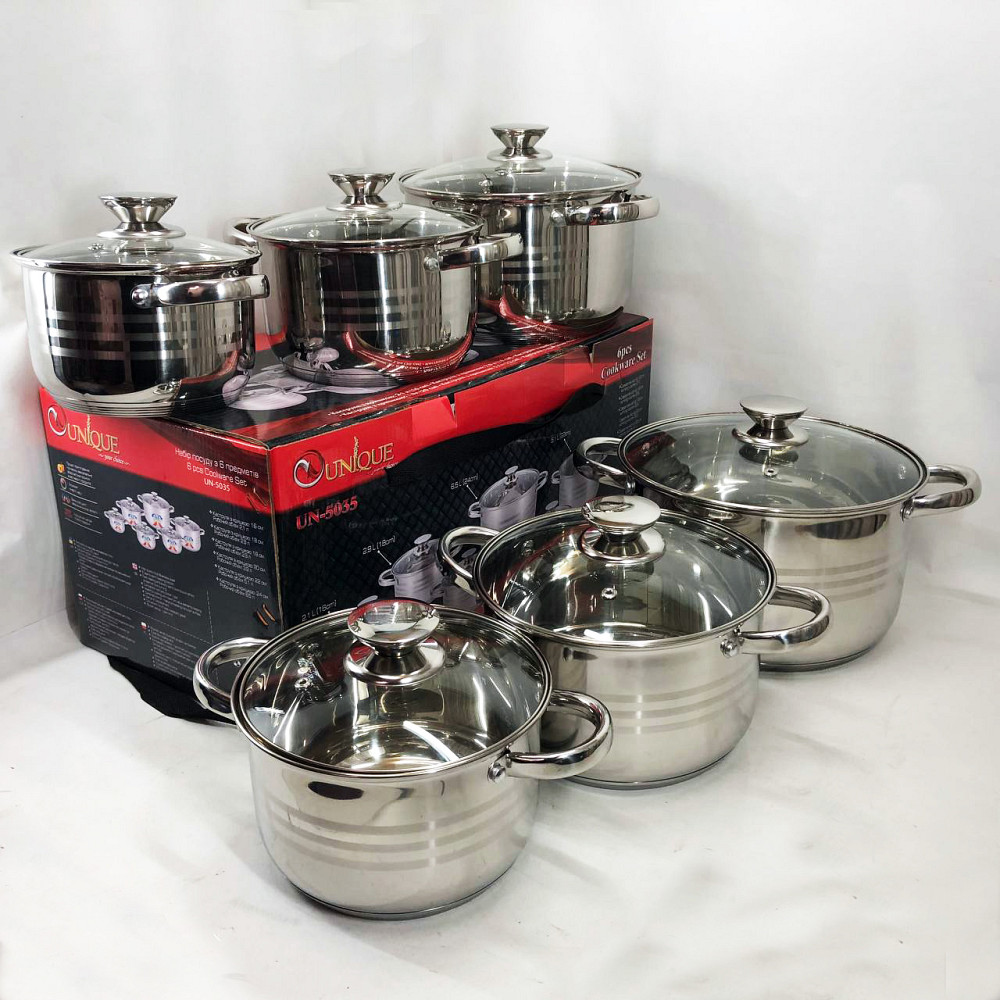 Набор кастрюль с антипригарным дном UNIQUE, Хорошие кастрюли, Набор кастрюль-сотейников AJ-70 Львов - изображение 10