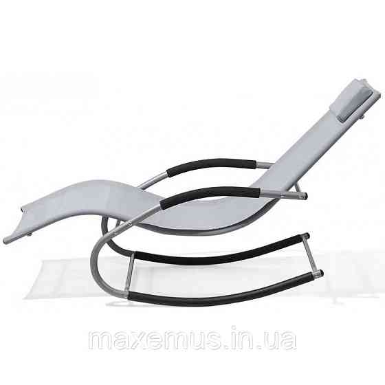 Шезлонг-качалка Bonro BG01 садовый лежак для отдыха серый Мостиска