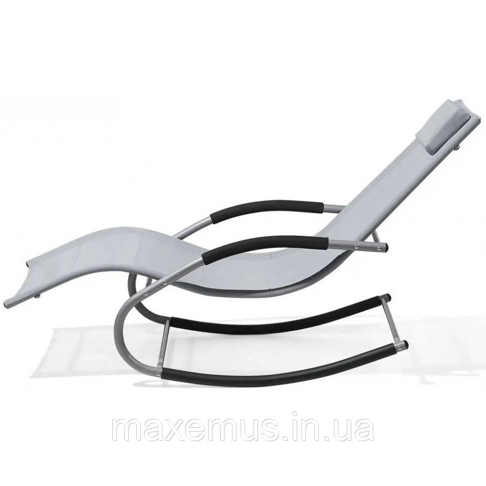 Шезлонг-качалка Bonro BG01 садовый лежак для отдыха серый Мостиска - изображение 6