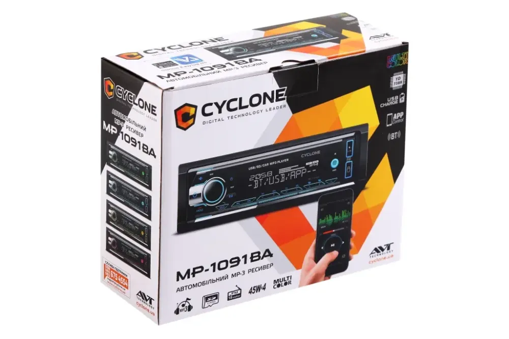 Автомагнитола Cyclone MP-1091 RGB BT/USB+USB Charge/MicroSD/ISO/доп. разъем /ПДУ/Eway Link Винница - изображение 5