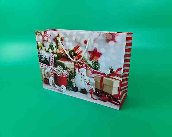 Бумажные пакеты большой горизонтальный 36/22/10  новоголний-07 (12 шт) Харьков